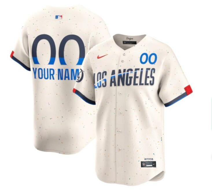 Men's Los Angeles Dodgers Customized Cream 2024 City Connect Limited Stitched Baseball Jersey Men's Los Angeles Dodgers Customized Cream 2024 City Connect Limited Stitched Baseball Jersey